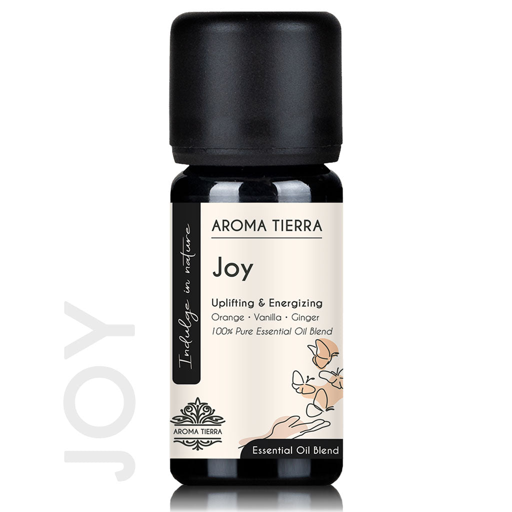 Aroma Tierra Joy Essential Oil Blend 10ml bottle to uplift mood and promote happiness