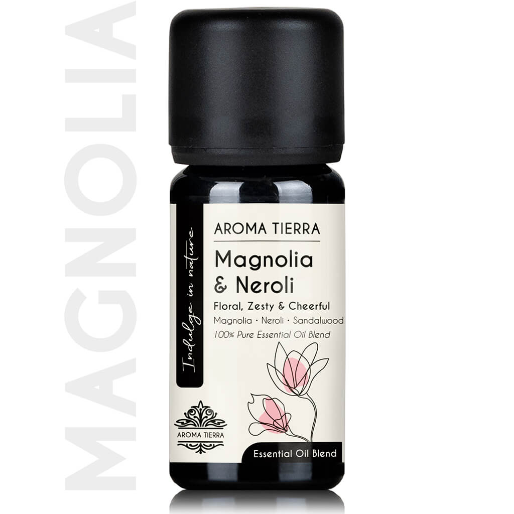 Aroma Tierra Magnolia & Neroli essential oil blend for relaxation, promotes positivity and hope, for diffusers .