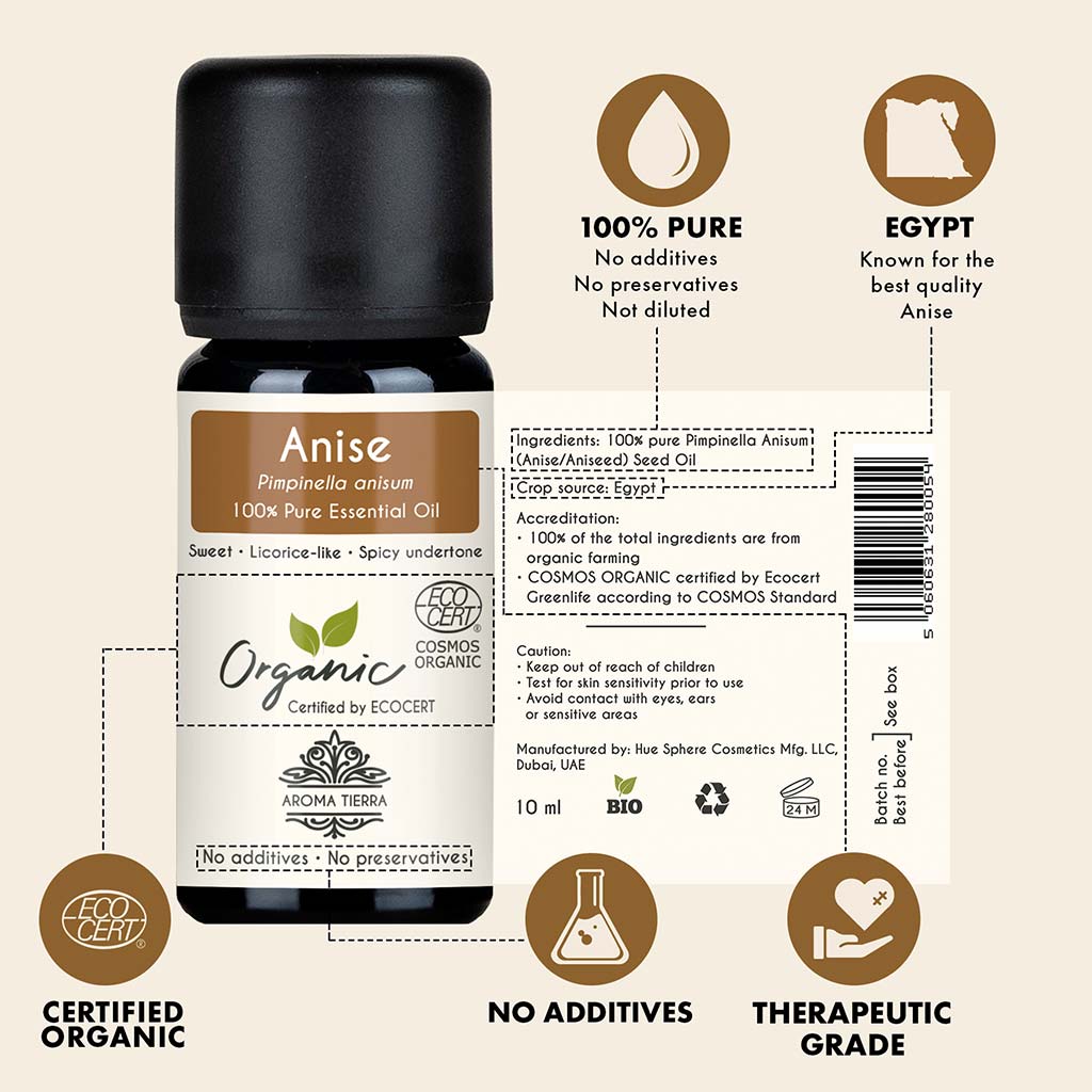 Organic Anise Essential Oil (Aniseed, Anis) - 100% Pure Natural
