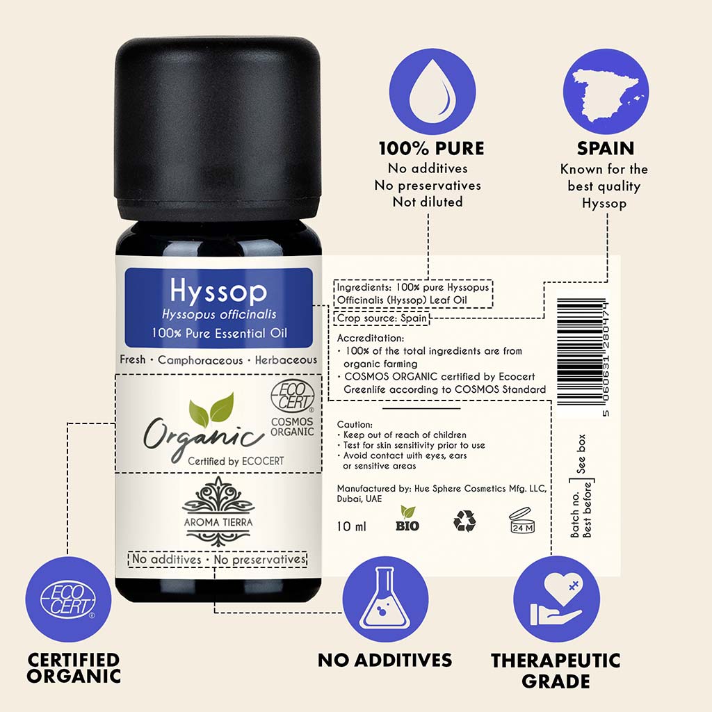 Organic Hyssop Essential Oil - 100% Pure Natural