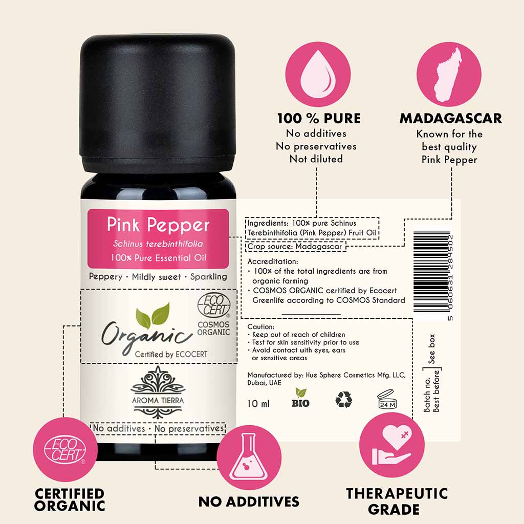 Organic Pink Pepper Essential Oil - 100% Pure Natural
