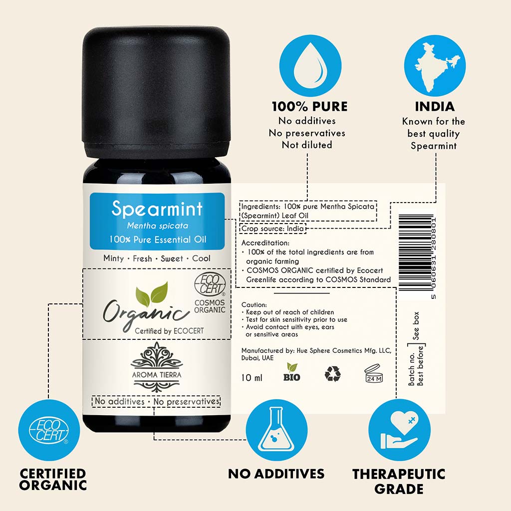 Organic Spearmint Essential Oil - 100% Pure Natural