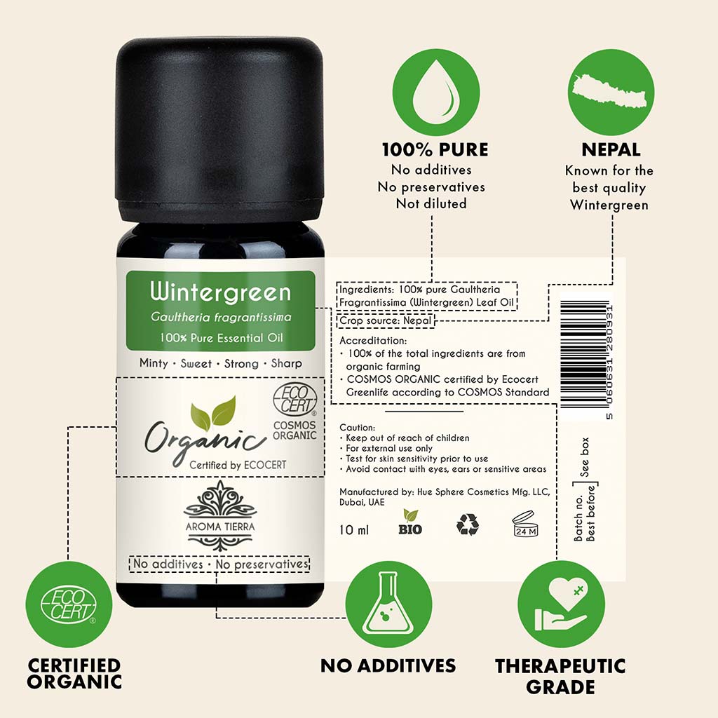Organic Wintergreen Essential Oil - 100% Pure Natural