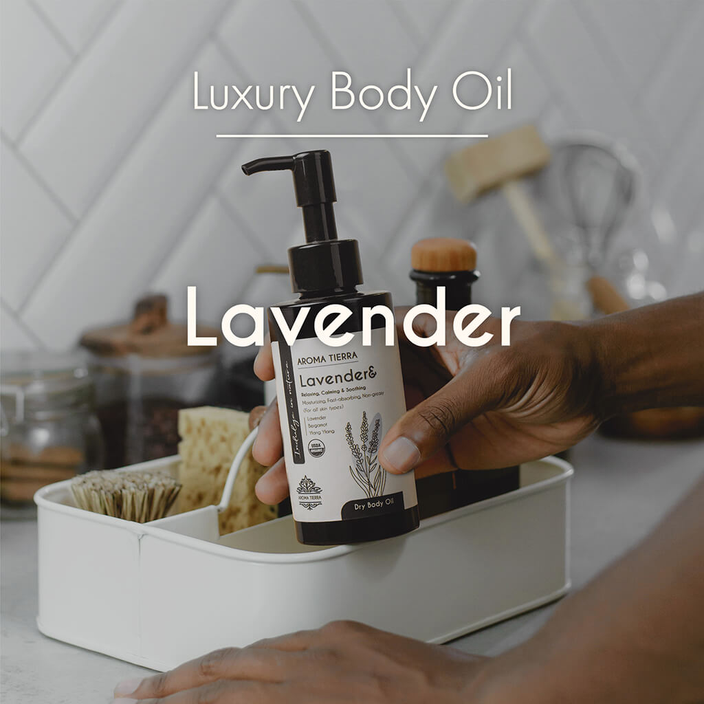 Certified Organic Lavender& dry body oil best skin moisturizer, soft and supple.