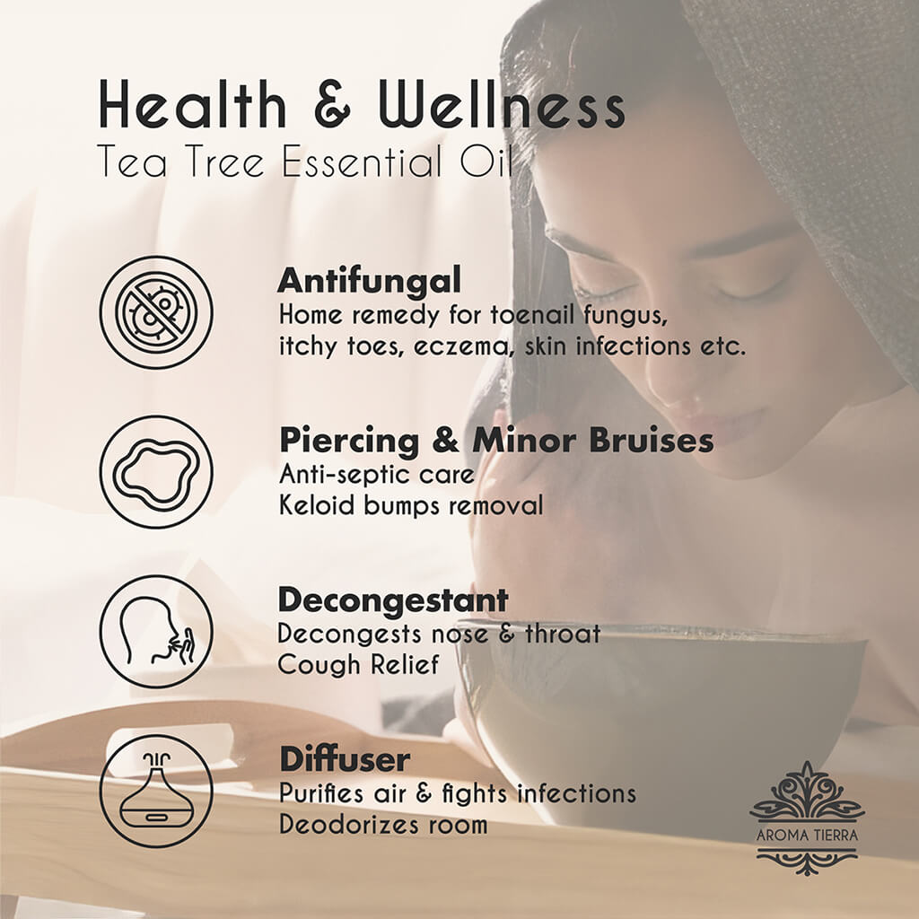 Tea Tree essential oil fights acne and pimples, fades acne marks.