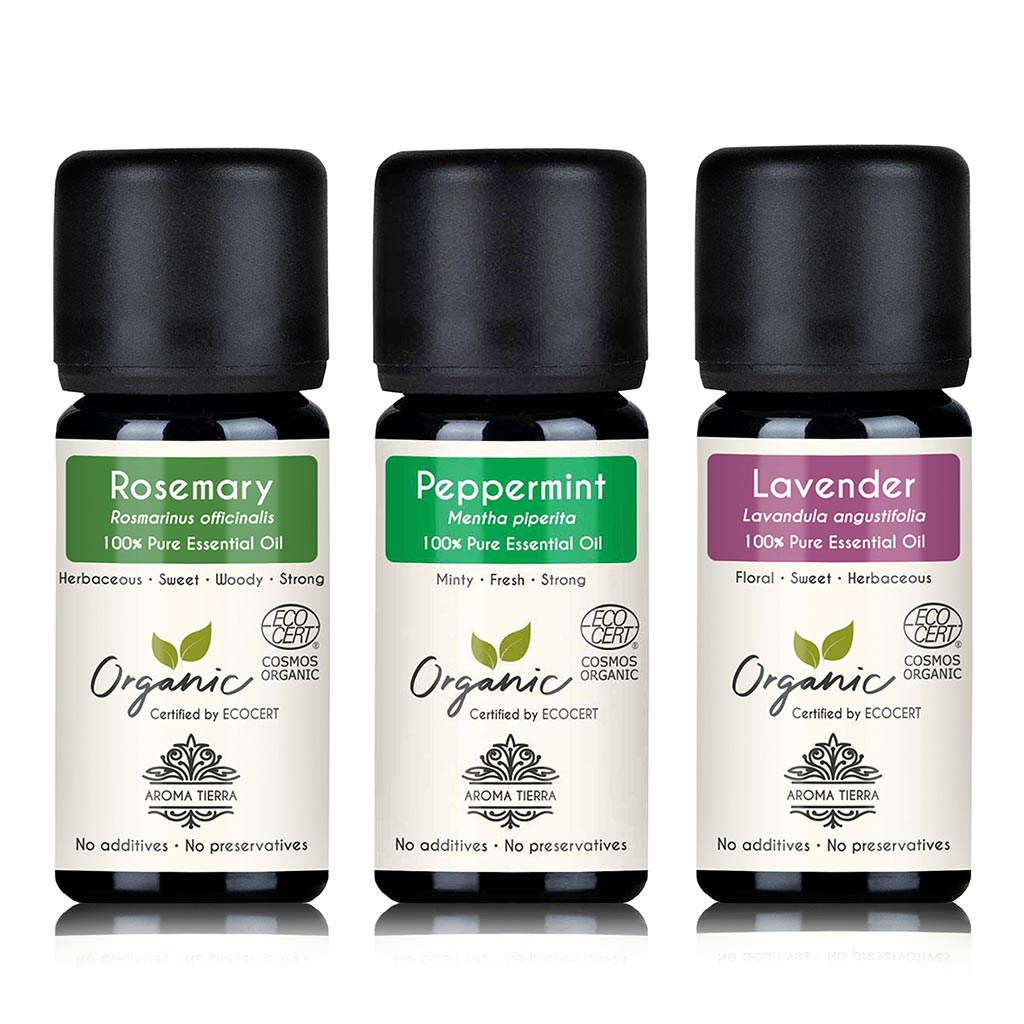 Hair Care Essential Oil Set - with Rosemary, Lavender, Peppermint