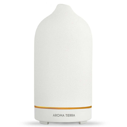Aroma Tierra Santorini Dawn Ceramic Diffuser, white color, ultrasonic diffusion
