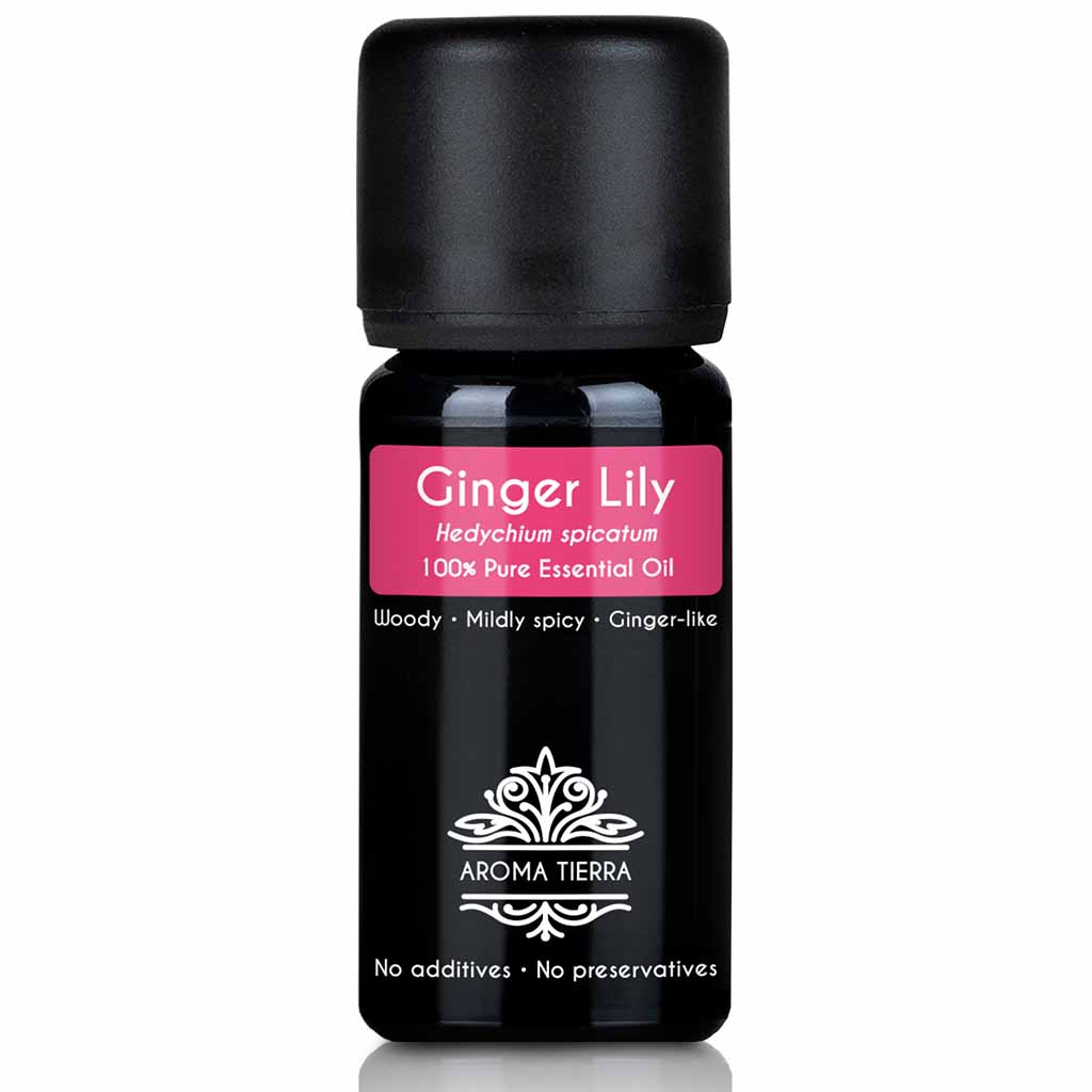 Aroma Tierra Ginger Lily essential oil steam distillation of dried rhizomes of Ginger lily, Hedychium spicatum, 10 ml