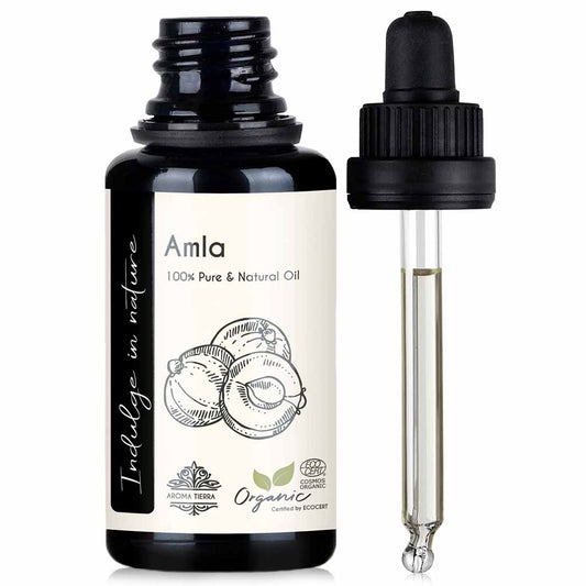 Aroma Tierra Certified Organic Amla Oil for treating flaky scalp and reduce hair loss, 30 ml.