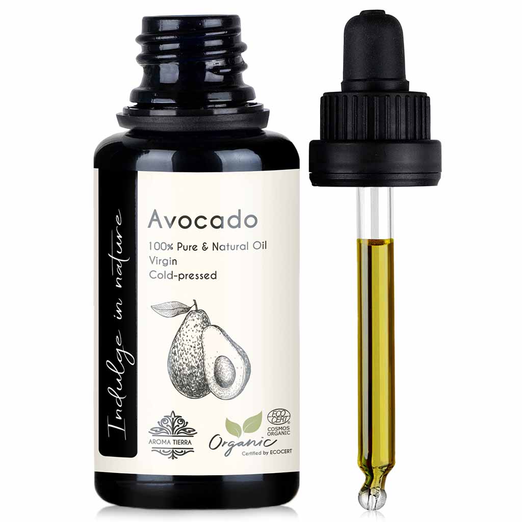 Aroma Tierra Organic Avocado Oil best for anti-aging, reduces dark circles, 30 ml.