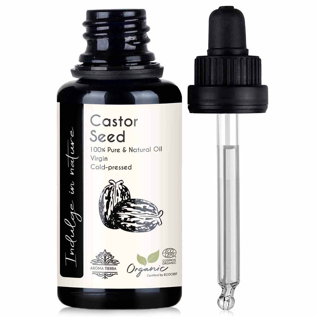 Aroma Tierra Organic Castor seed oil, promote hair growth, maintain a healthy scalp, 30ml.