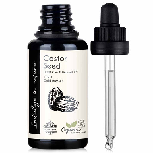 Aroma Tierra Organic Castor seed oil, promote hair growth, maintain a healthy scalp, 30ml.
