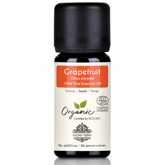 Aroma Tierra Grapefruit essential oil cold pressing of rind of organic Citrus paradisi, 10 ml.