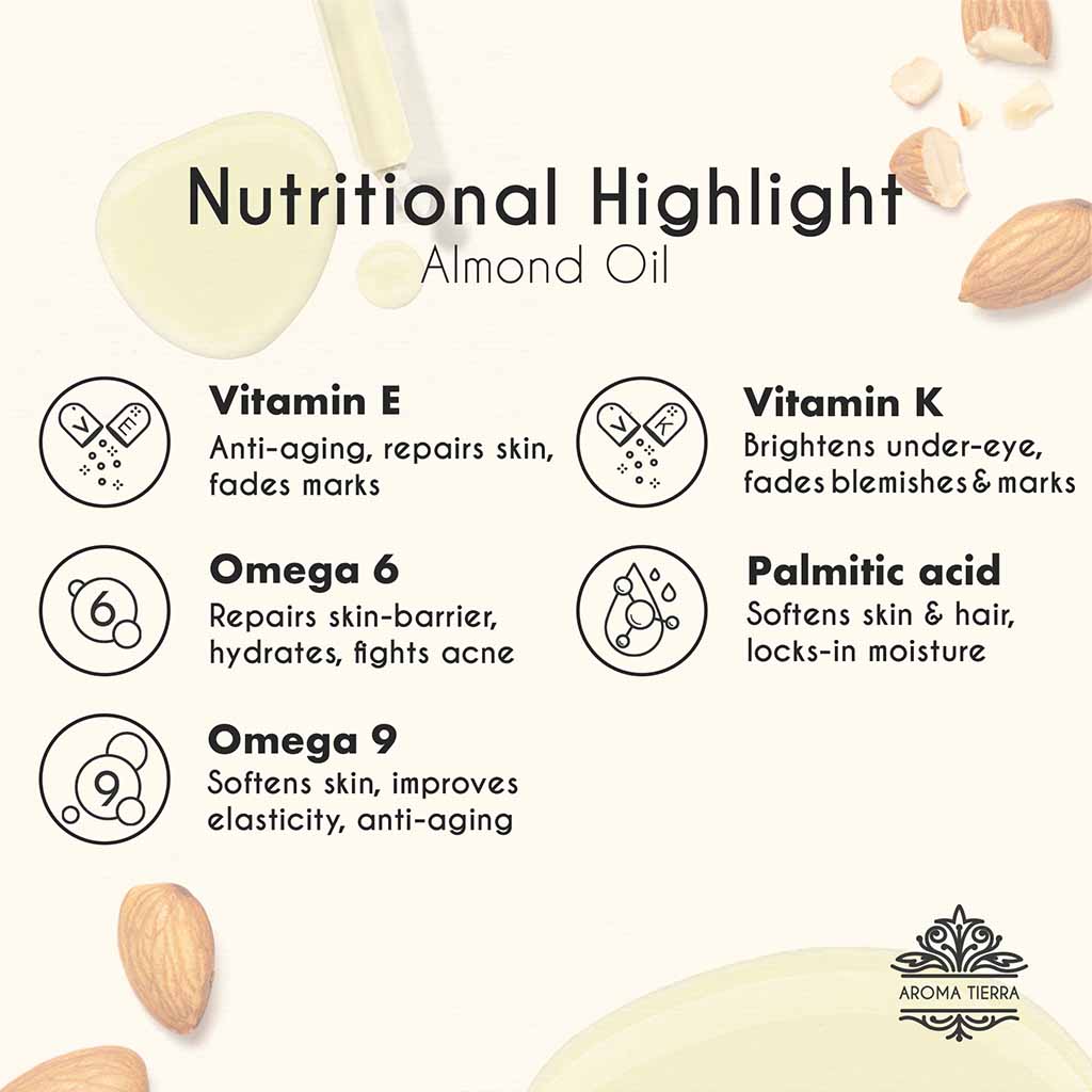 Organic Sweet Almond oil is a natural, hypoallergenic, and very gentle for the delicate baby skin.