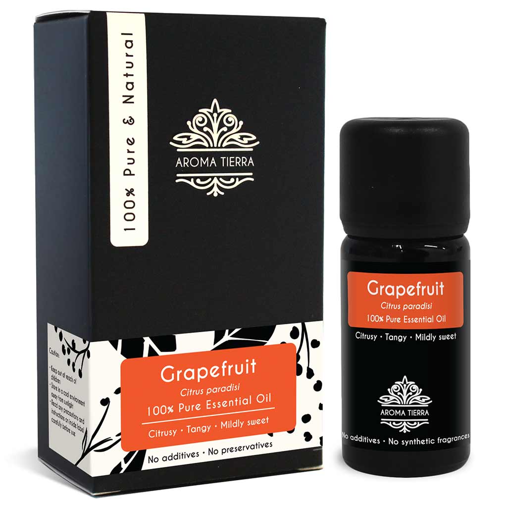 Aroma Tierra Pure Grapefruit essential oil best for diffuser with refreshing, tangy, and uplifting aroma, natural air purifies