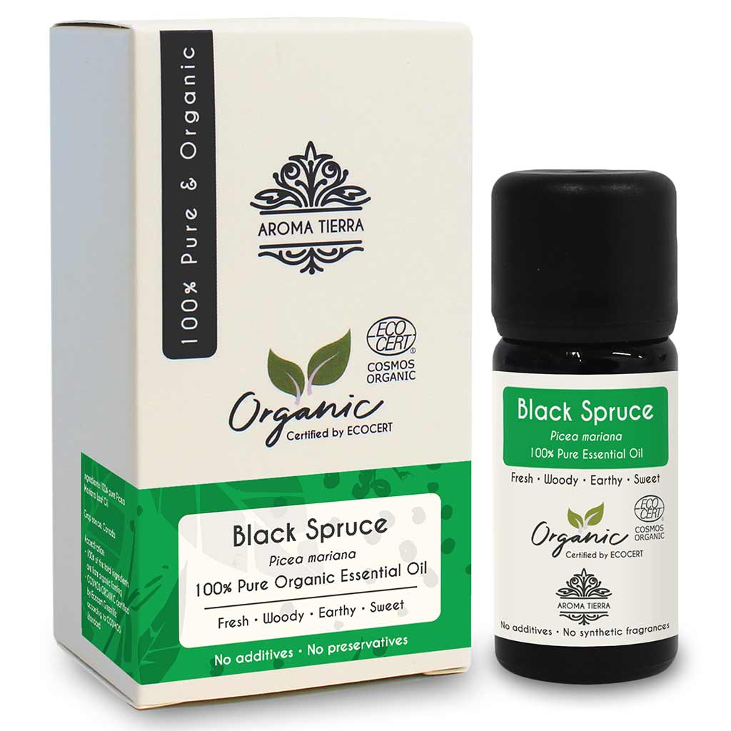 100% Certified and Pure Black Spruce essential oil, no preservatives, no additives, undiluted, no solvent, no synthetic fragrance.