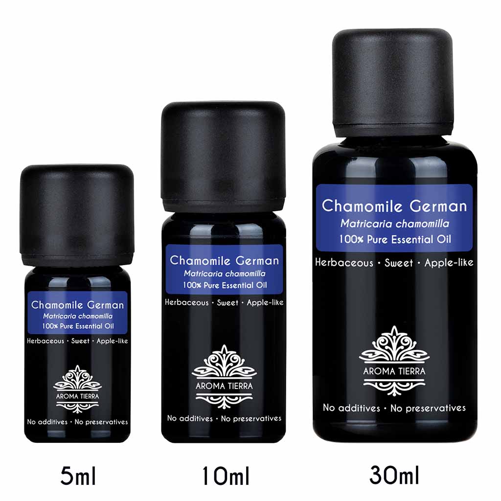 Aroma Tierra Chamomile German essential oil for diffuser with chamazulene, best for aromatherapy, holistic