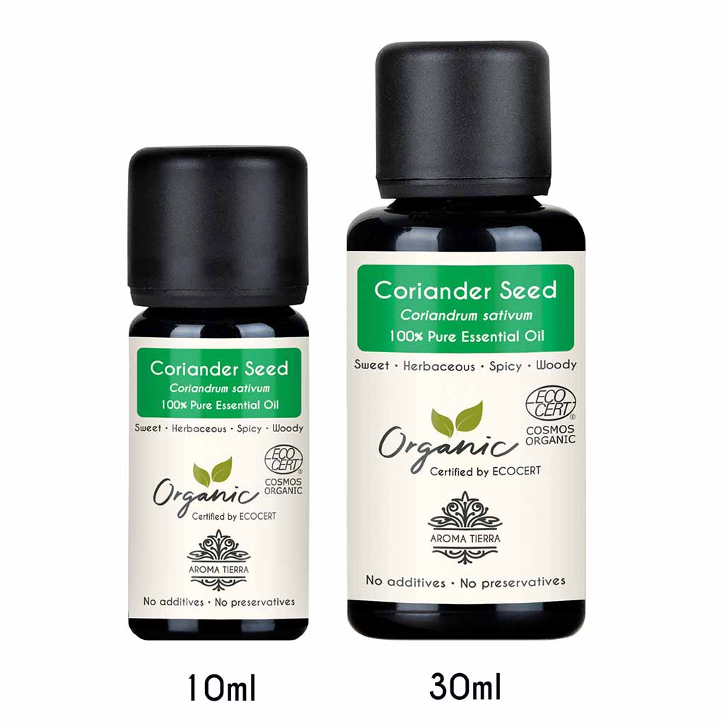 Aroma Tierra Organic Coriander Seed essential oil steam distillation of organic coriander seed ,Coriandrum sativum.