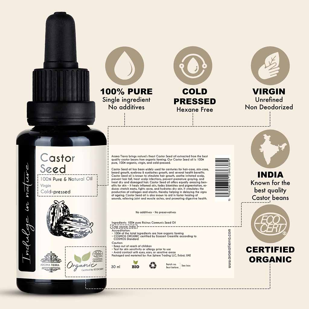 Best quality organic castor seed oil from India, cold pressed, no additives and extra virgin.