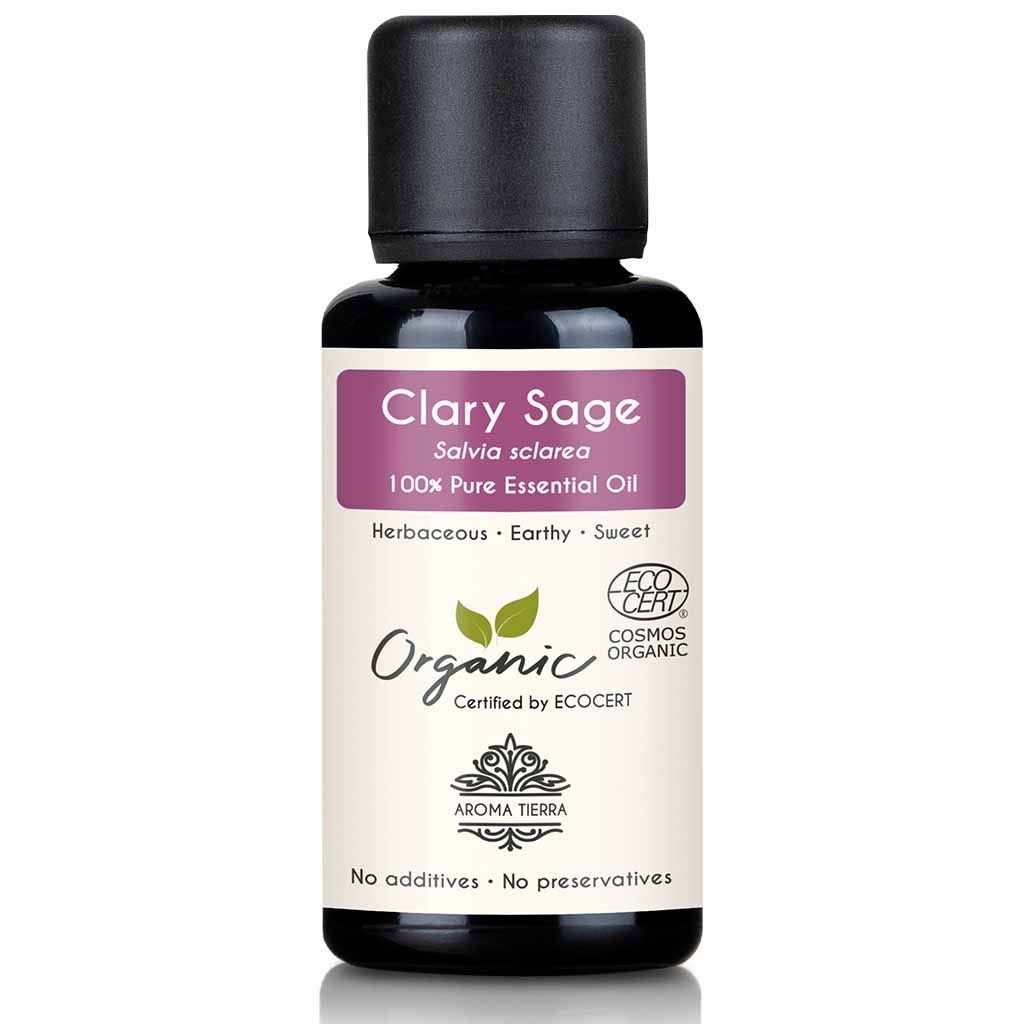 Organic clary sage essential oil for better sleep, calm, anxiety, 30 ml.