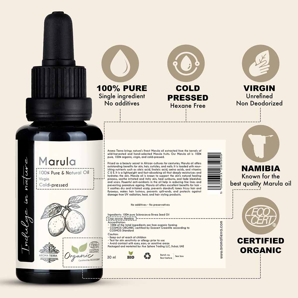 Aroma Tierra organic marula oil delays aging