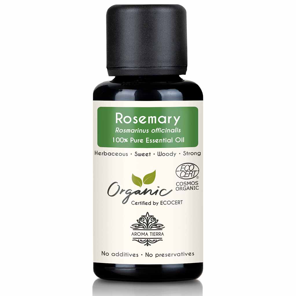 Aroma Tierra Organic Rosemary essential oil improves memory brain function, 30 ml.