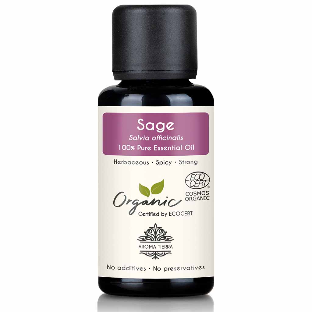 Organic sage essential oil natural therapeutic grade, 30 ml.