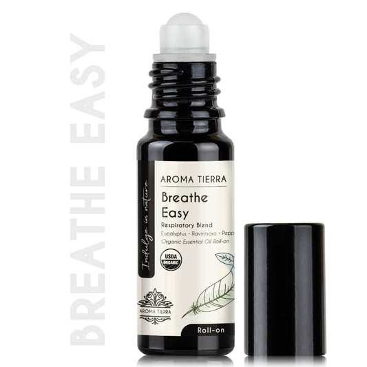 Aroma Tierra Breathe Easy Roll-on essential oil helps clear nasal congestion, relieve cold and cough symptoms.