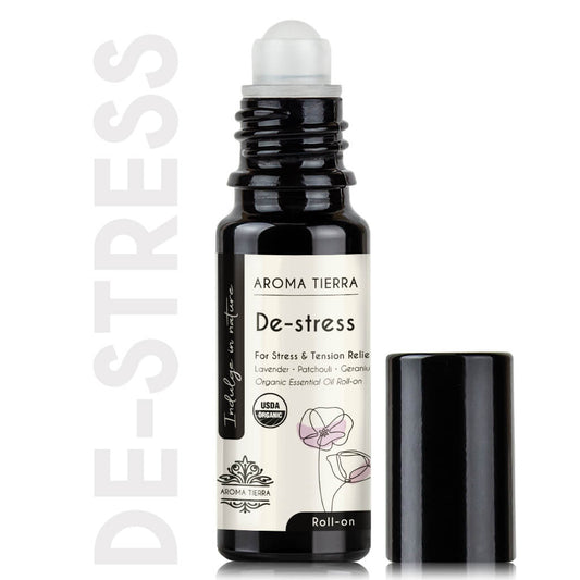 Aroma Tierra De-stress Roll-on essential oil  best stress and tension relief.