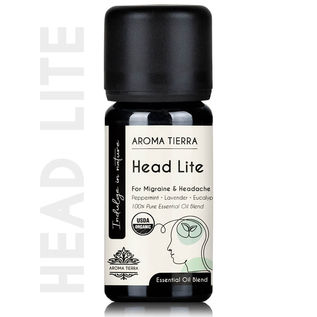 Aroma Tierra Head Lite essential oil blend best migraine and headache, for diffusers.