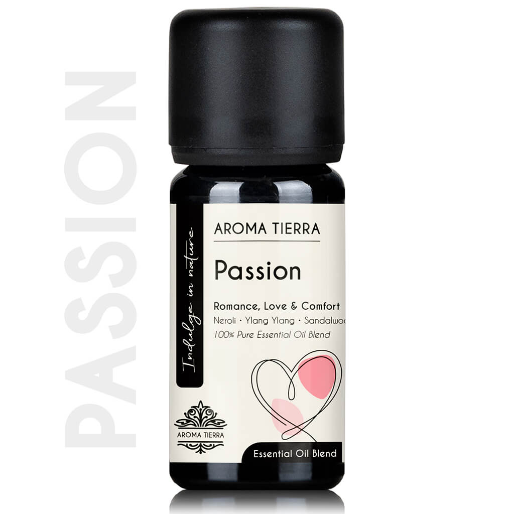 Aroma Tierra Passion blends best for romance, love and comfort essential oils, for diffusers. 