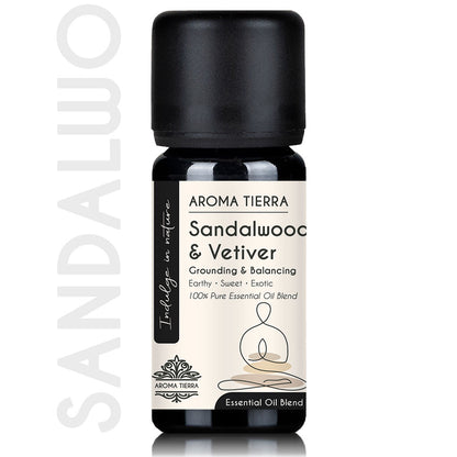 Sandalwood & Vetiver Essential Oil Blend – Grounding Aroma for Yoga, Meditation & Peace