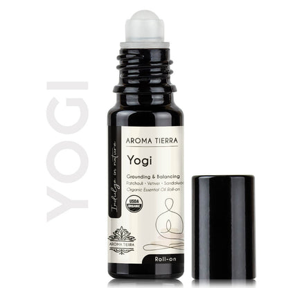 Aroma Tierra Yogi Roll-on blends best for balancing and grounding essential oils
