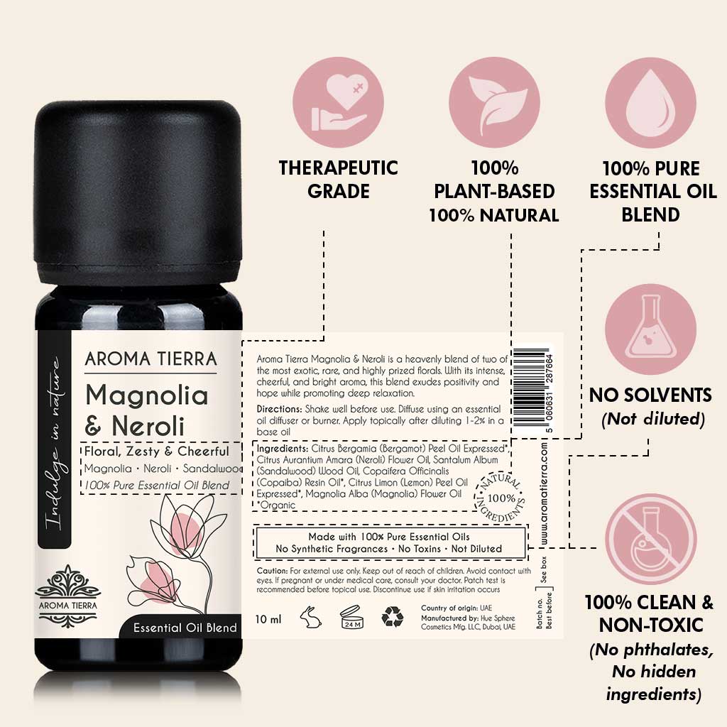 Magnolia & Neroli Essential Oil - Floral, Zesty & Cheerful Aroma