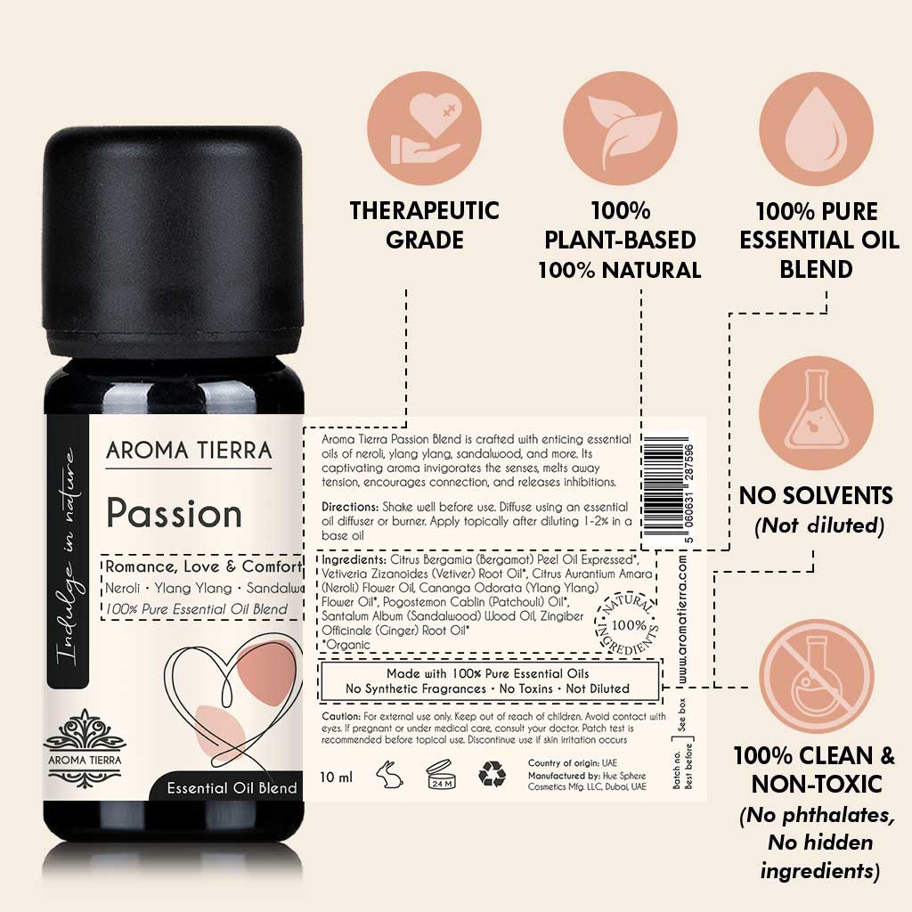 Passion Essential Oil Blend - For Romance, Love & Comfort