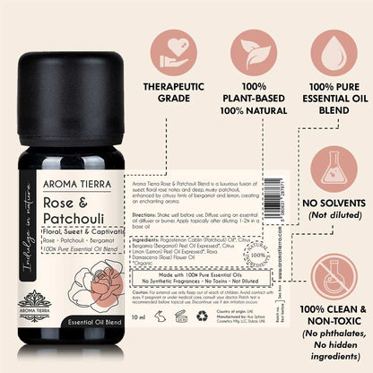 Rose & Patchouli Essential Oil Blend - Captivating Floral Aroma