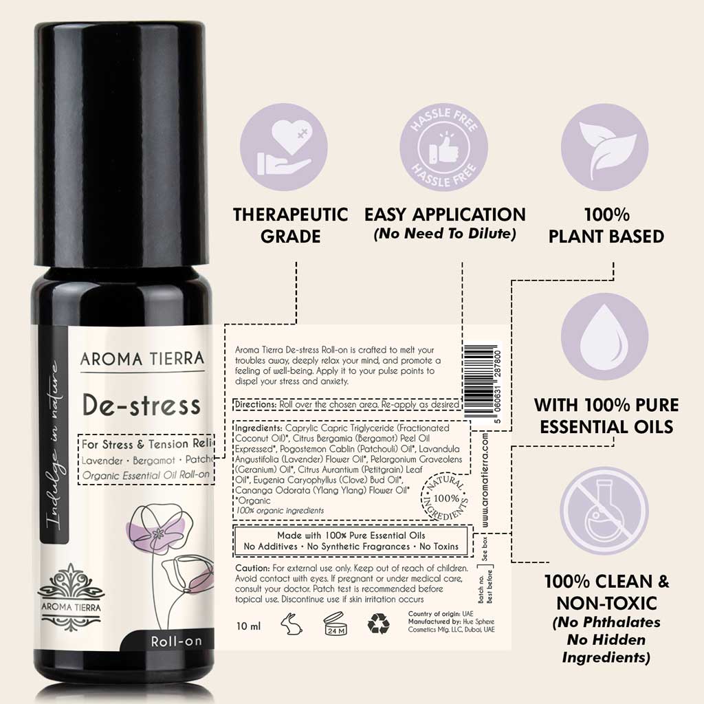 De-stress - Essential Oil Roll-on Organic