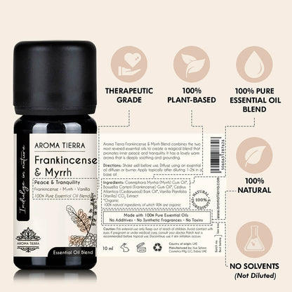 Aroma Tierra Frankincense & Myrrh Roll-on essential oil easy application, undiluted, no solvent, therapeutic grade, no additives.