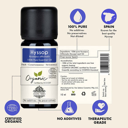 Organic Hyssop Essential Oil - 100% Pure Natural