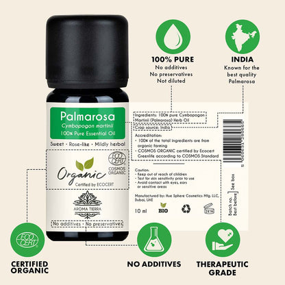 Organic Palmarosa Essential Oil - 100% Pure Natural