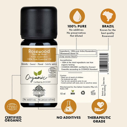 Organic Rosewood Essential Oil (Bois de Rose) - 100% Pure Natural