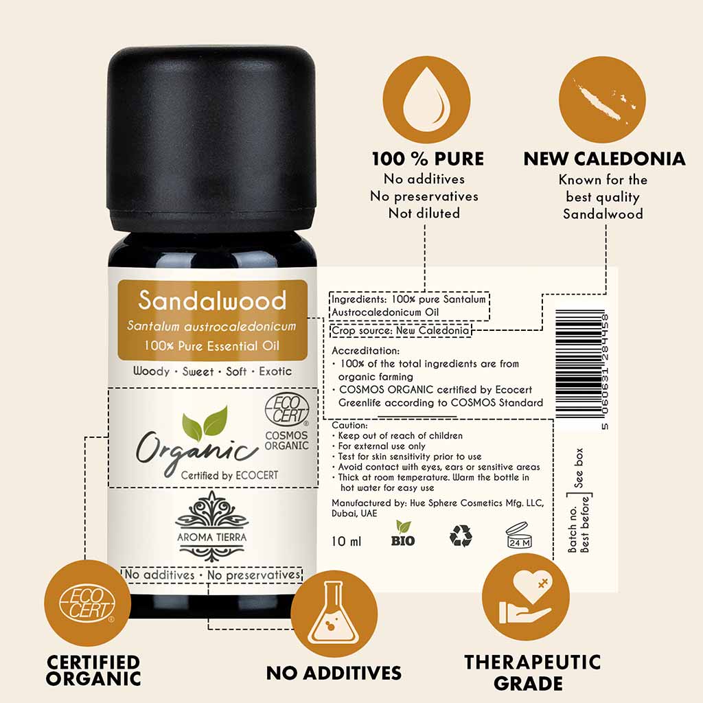 Organic Sandalwood Essential Oil - 100% Pure Natural