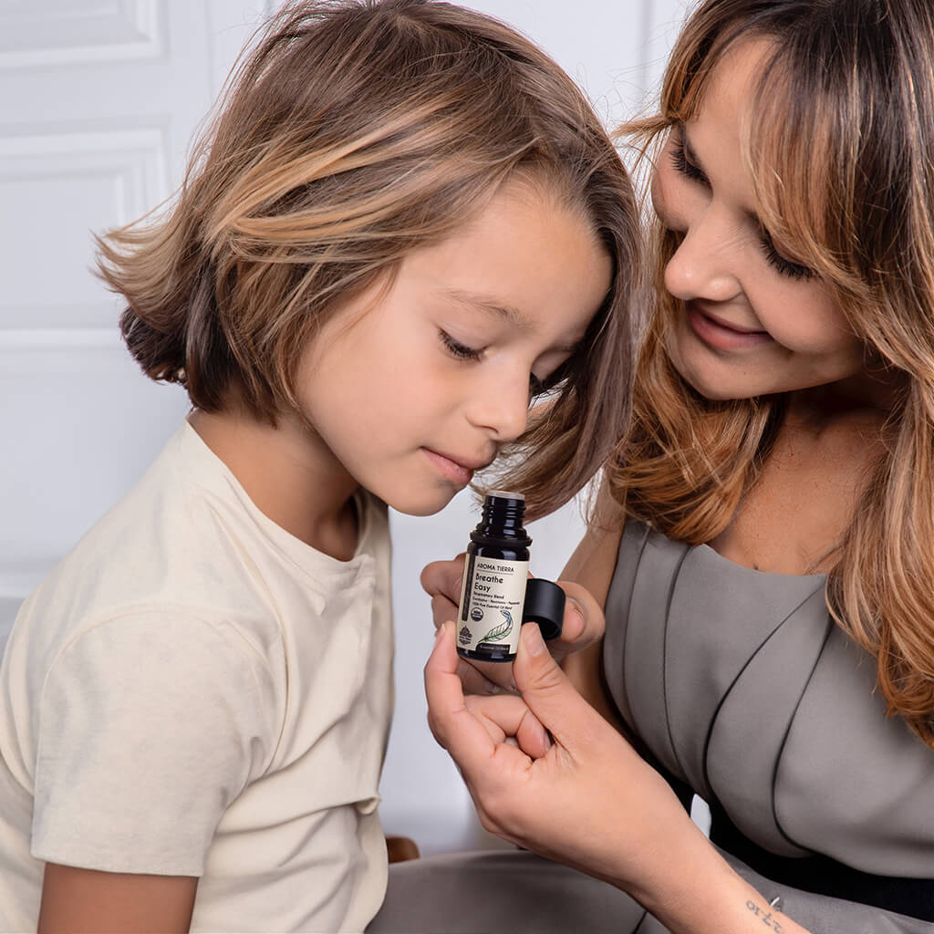 Aroma Tierra Organic Breathe Easy  essential oil blend best respiratory, safe for baby and kids