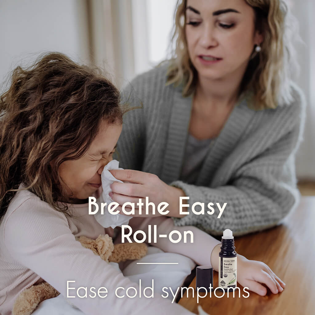 100% Certified Organic and Natural Aroma Tierra Breathe Easy Roll-on essential oil soothe sinus headaches