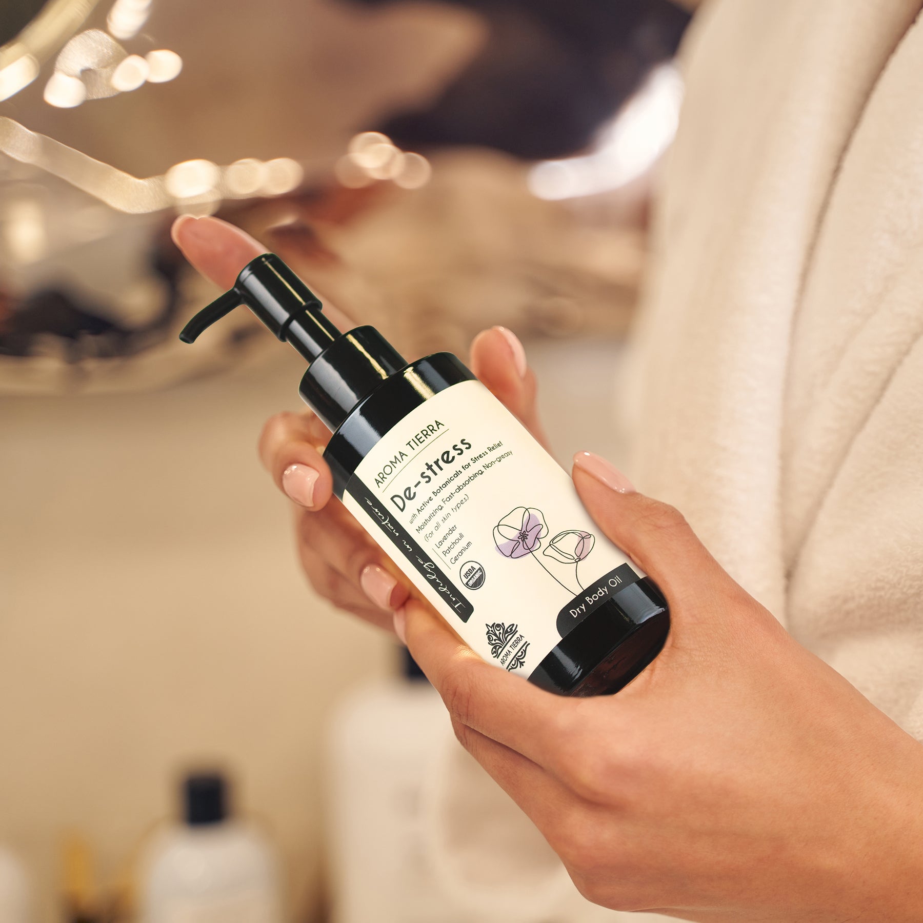 Best Body oil for stress relief by Aroma Tierra.