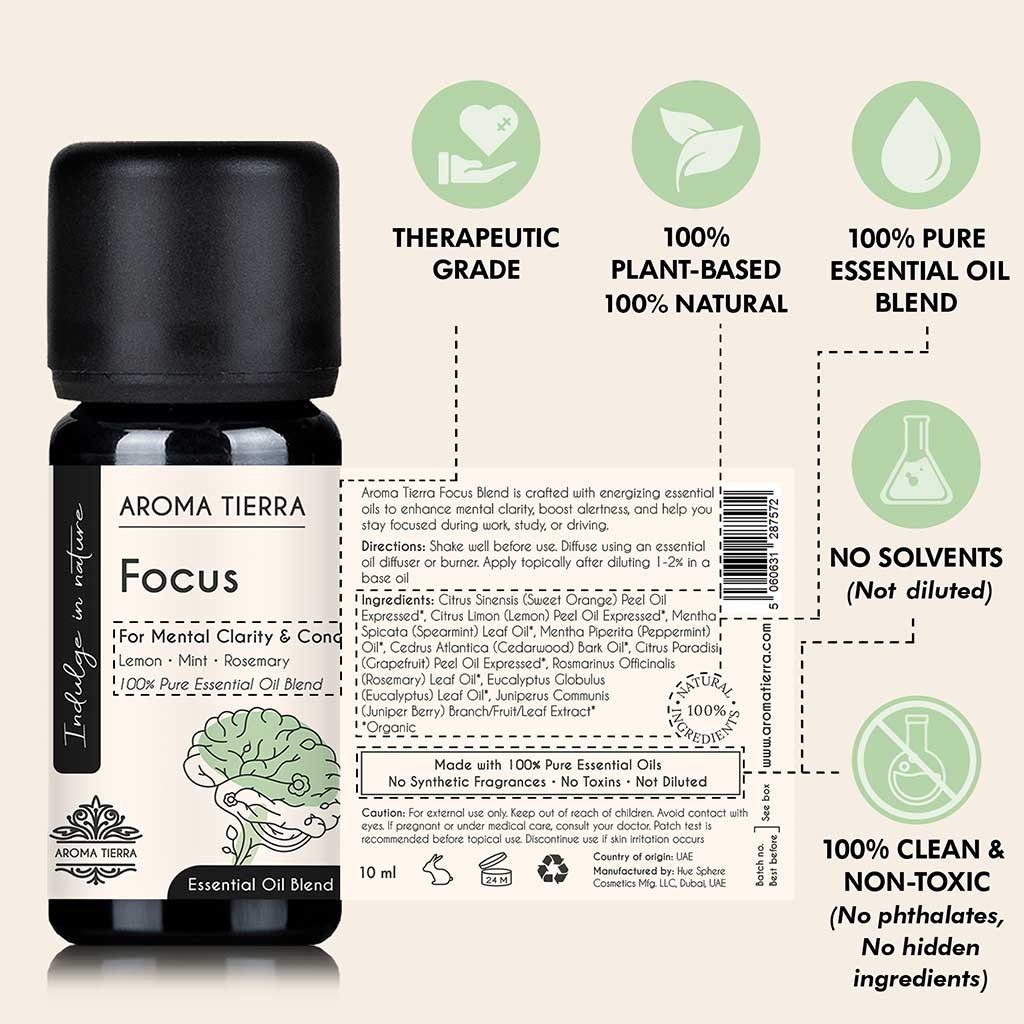 Focus Essential Oil Blend – For Mental Clarity & Concentration