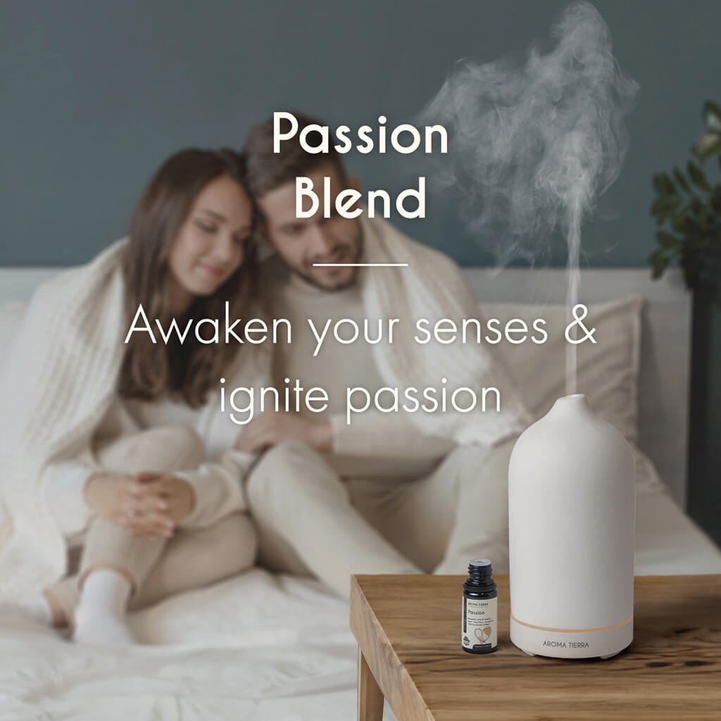 100% Certified Organic and Natural Aroma Tierra Passion essential oil blend captivating aroma, senses stimulating.