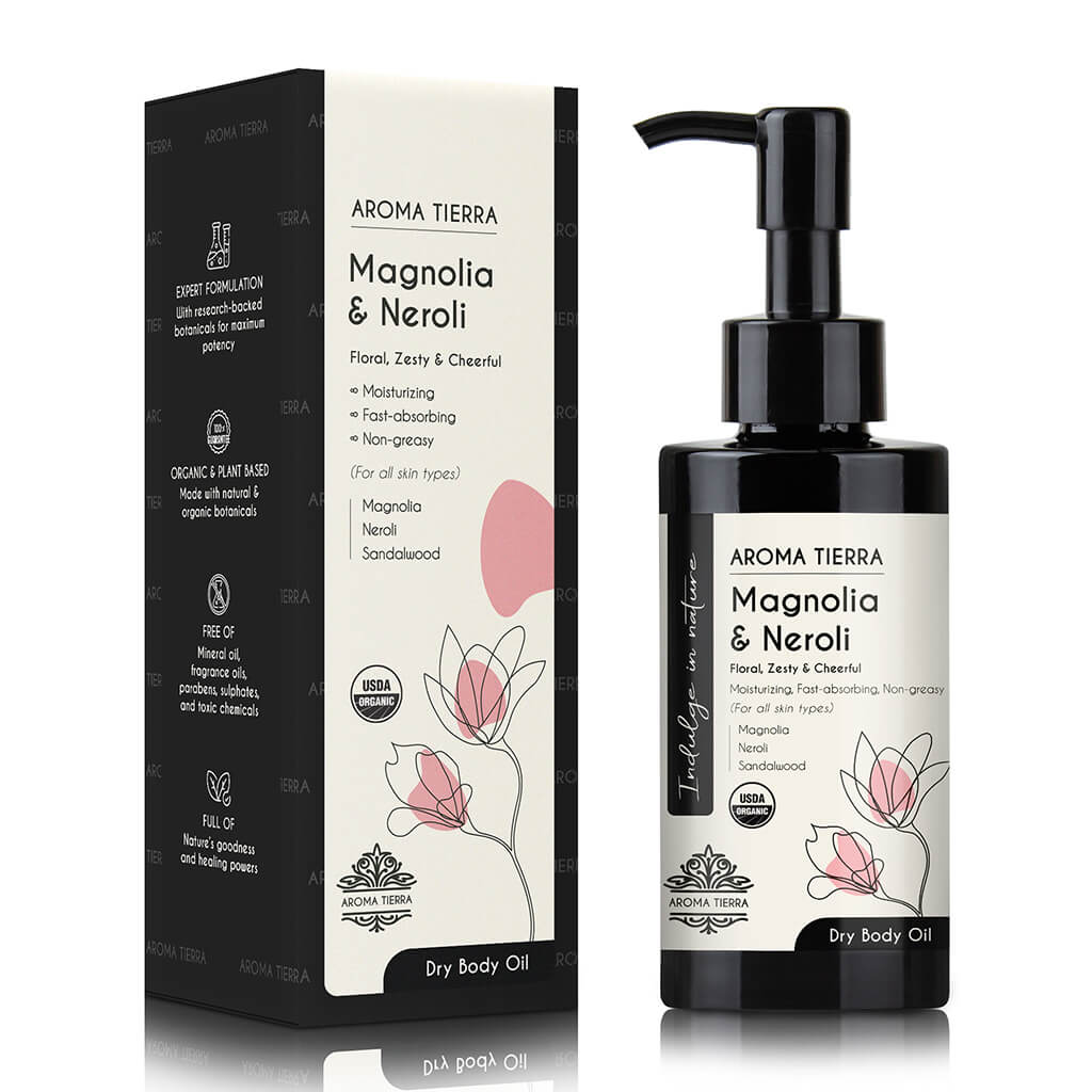Aroma Tierra Magnolia Neroli body oil 100% pure plant based , best massage oil

