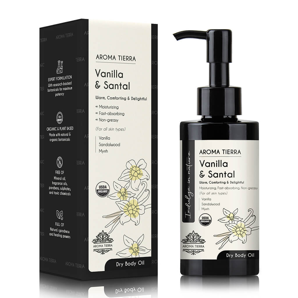Aroma Tierra Organic Vanilla Santal best skin-loving organic oils.