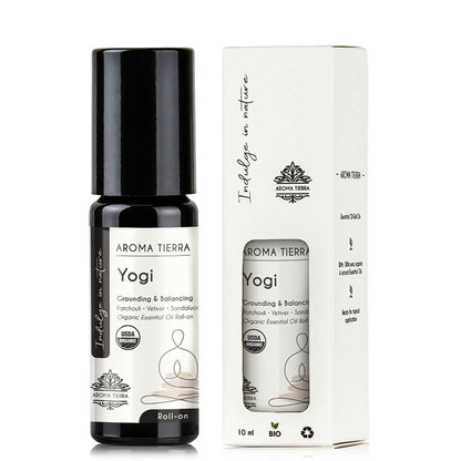 Aroma Tierra Organic Yogi roll-on essential oil with patchouli, vetiver, sandalwood